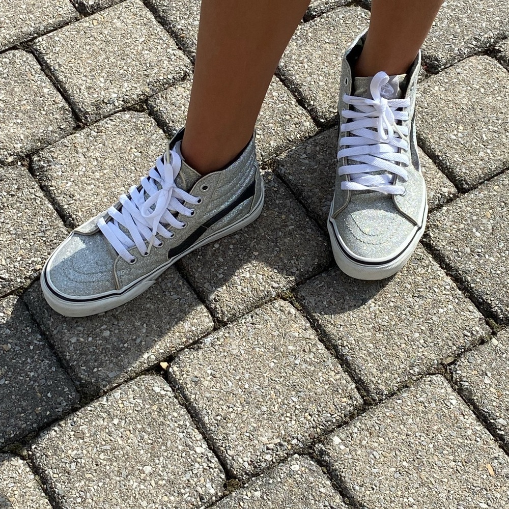 Vans sparkly silver beautiful hi top size 6.5 - Picture 4 of 11